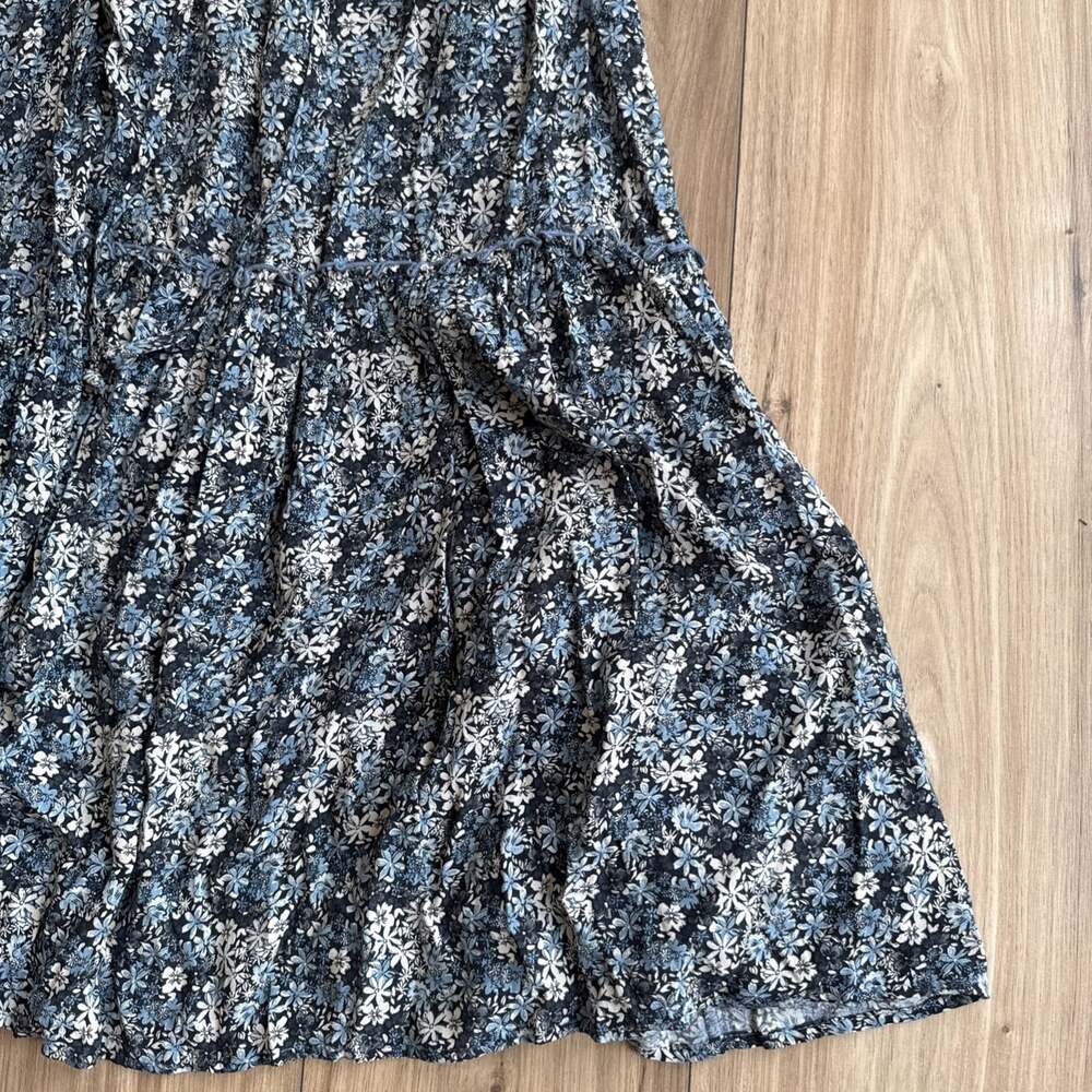 KAREN KANE Womens Size XL Blue Floral Puff Sleeve Scoop Neck Tiered Maxi Dress - Picture 6 of 8